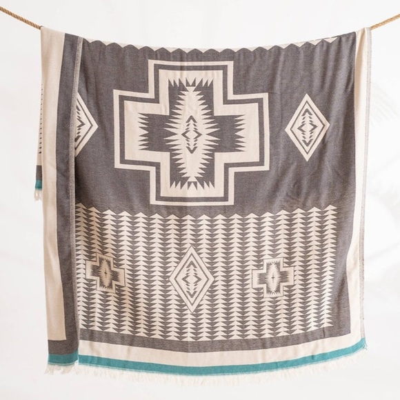 Anthropologie EVERYWHERE Blanket Organic Cotton Soft Loom Weave Hand Crafted - Picture 3 of 14